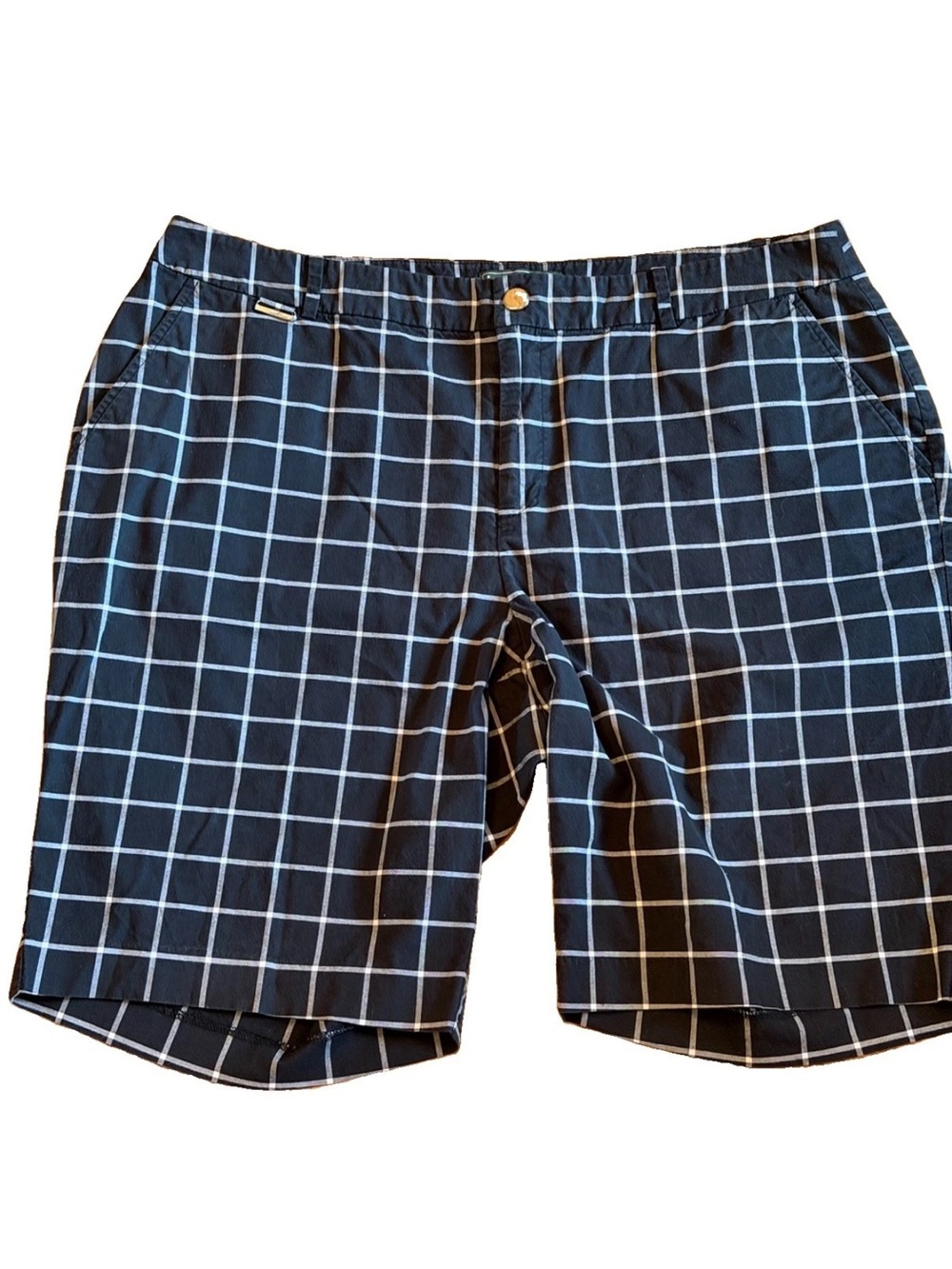 LRL Lauren Ralph Lauren active ladies black white windowpane Bermuda shorts 14W